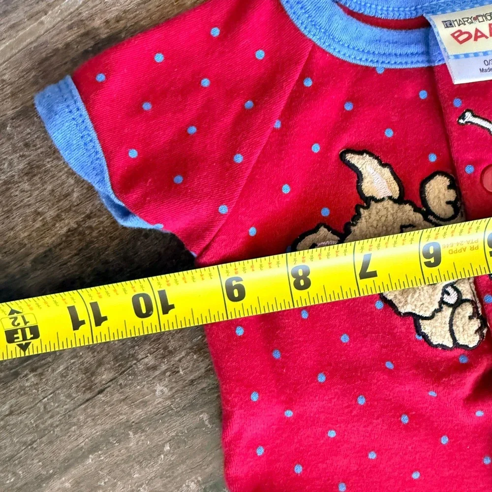 Mary Engelbreit Baby VTG Dog Puppy Polka Dot Snap Front Bodysuits,Blue Red, 0-3M